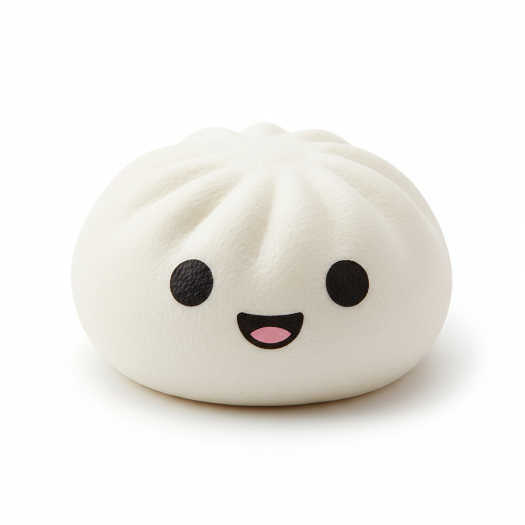 Steamed Bun Squishy Toy kawaii cute white bun with smiling face