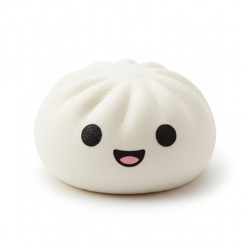 Steamed Bun Squishy Toy kawaii cute white bun with smiling face